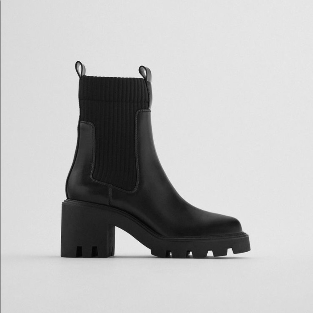 Zara Heeled Ankle Boots with Lug Soles